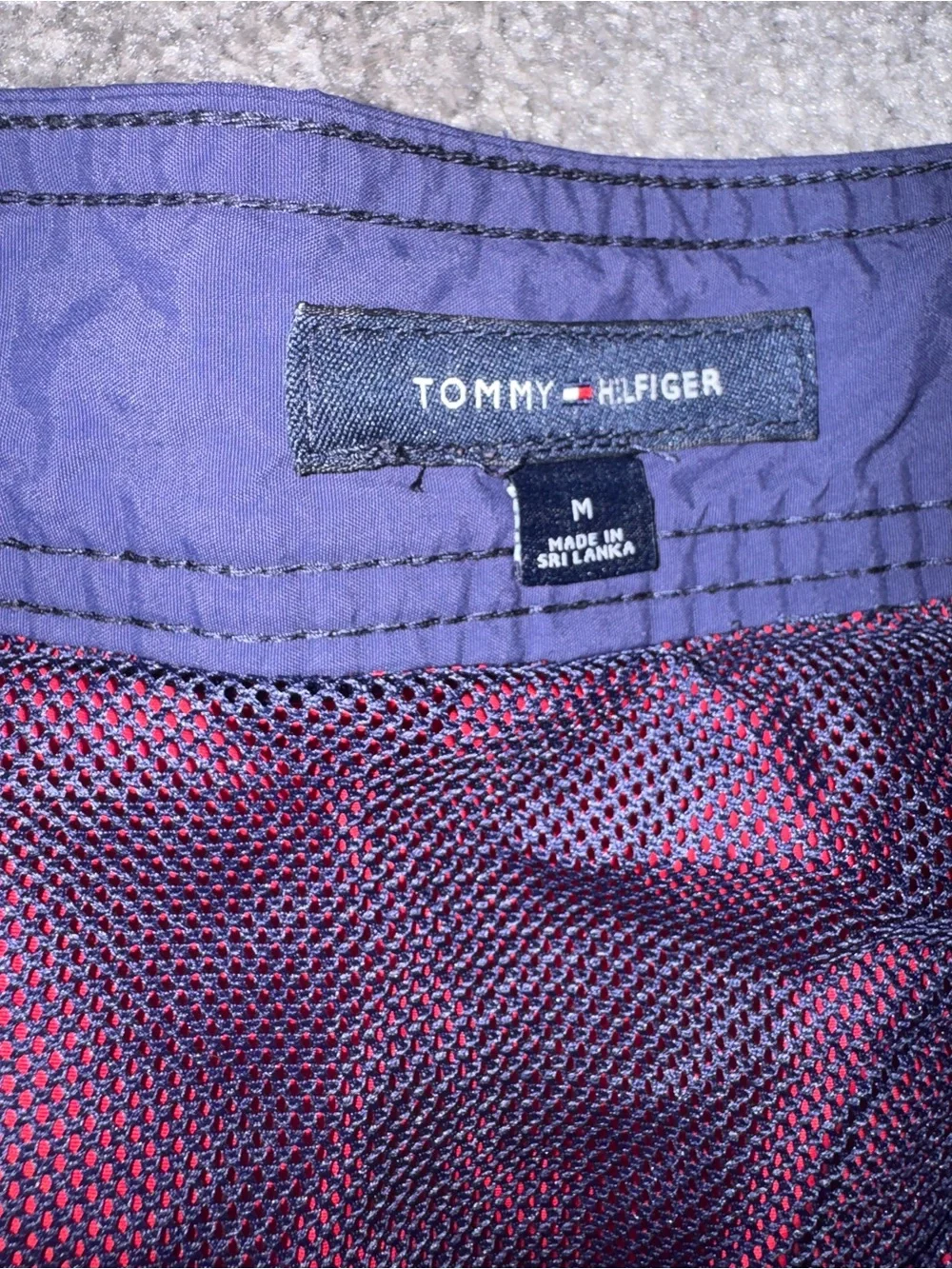 Tommy Hilfiger Men's Swim Shorts M Red Logo Drawstring Mesh Lined #tommyhilfiger